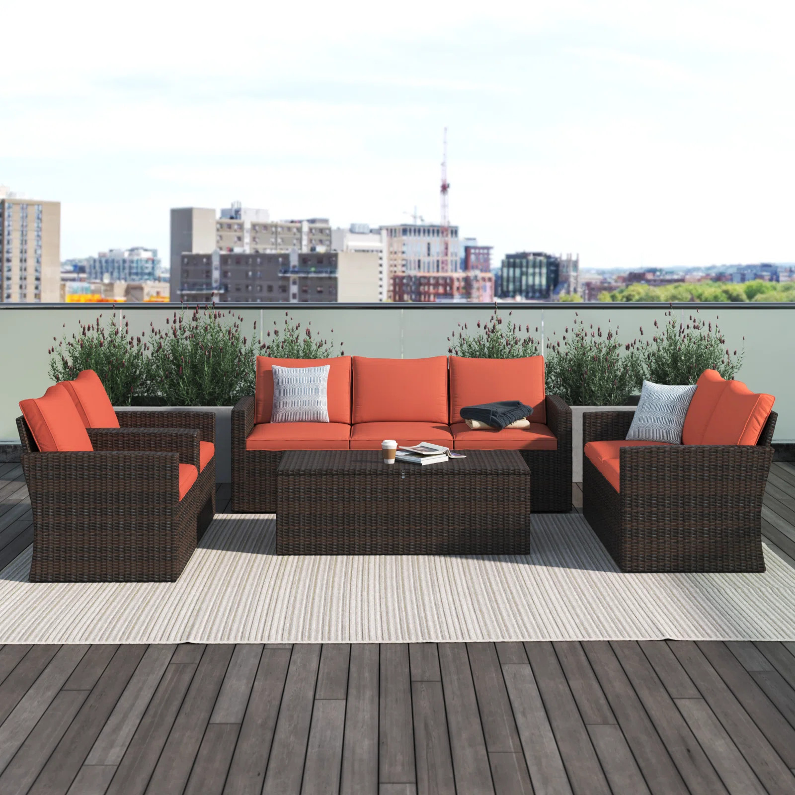 Wade Logan Barrada 5 Piece Rattan Sofa Seating Group with Cushions & Reviews | Wayfair | Wayfair North America