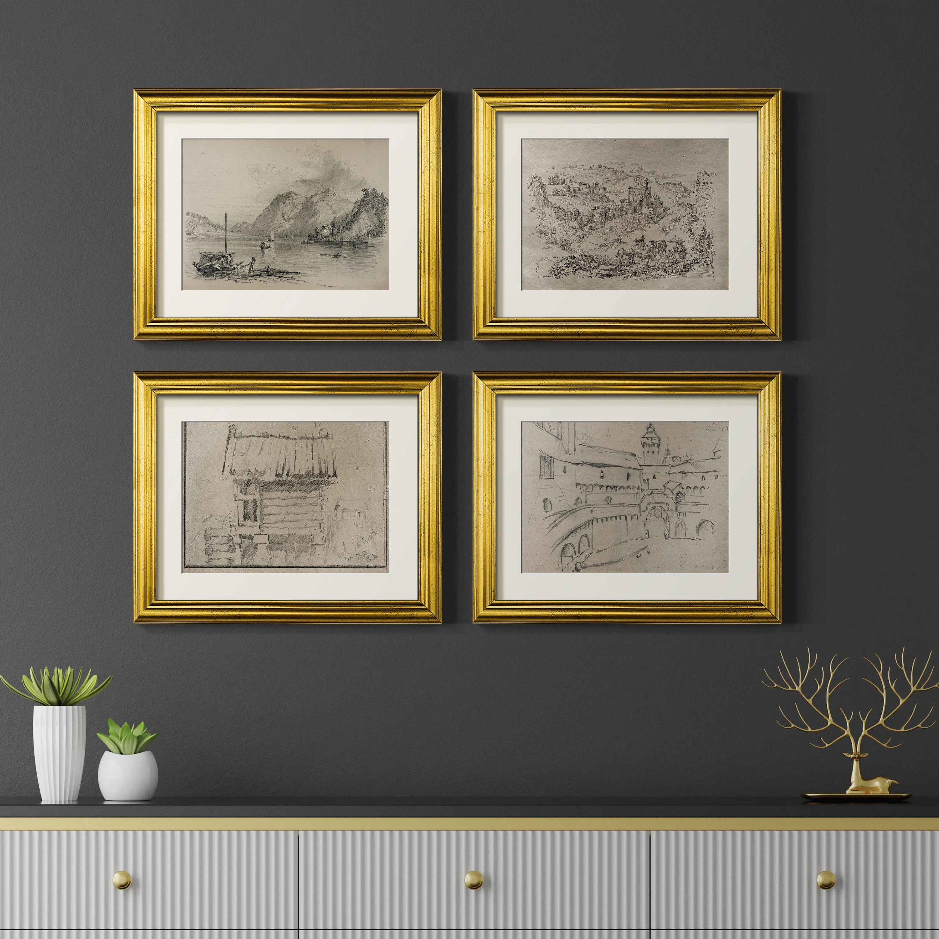 Wexford Home Vintage Sketch VIII  -4 Piece Set of Framed Prints | Wayfair | Wayfair North America