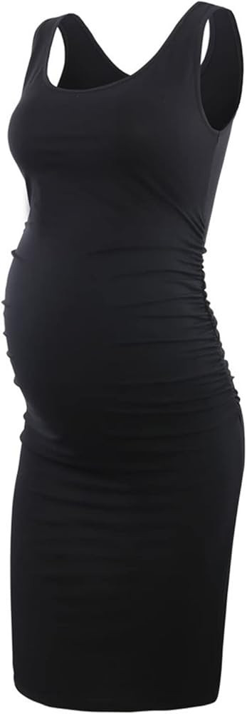 Liu & Qu Women's Maternity Sleeveless Tank Dresses Side Ruching Bodycon Dress for Daily Wearing o... | Amazon (US)