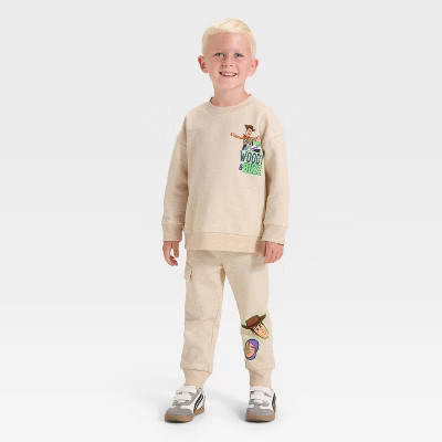 Toddler Boys' 2pc Disney Toy Story Fleece Pullover and Bottom Set - Beige 12M | Target