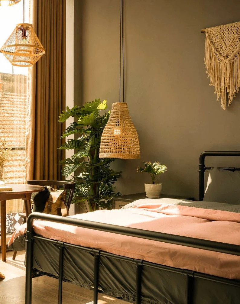 BEO Round Seagrass Lampshade Light Pendant,handicraft,handmade Shop Display Decoration Rustic Gif... | Etsy (US)