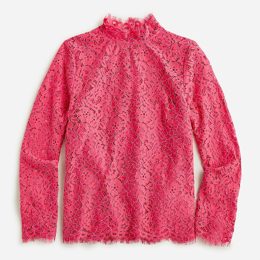 Scalloped lace mockneck top | J. Crew US