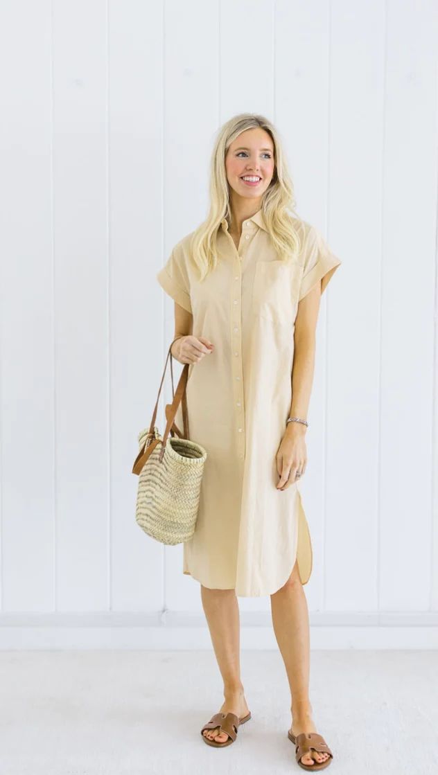 Blake Long Utility Dress - Beige | navyBLEU LLC