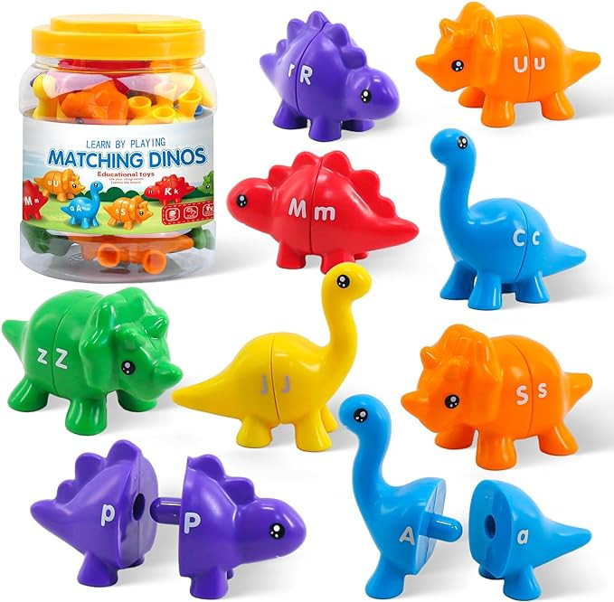Montessori Learning Toys for Toddlers 1-3, Matching Letters Fine Motor Toy, Double-Sided 26 PCS A... | Amazon (US)