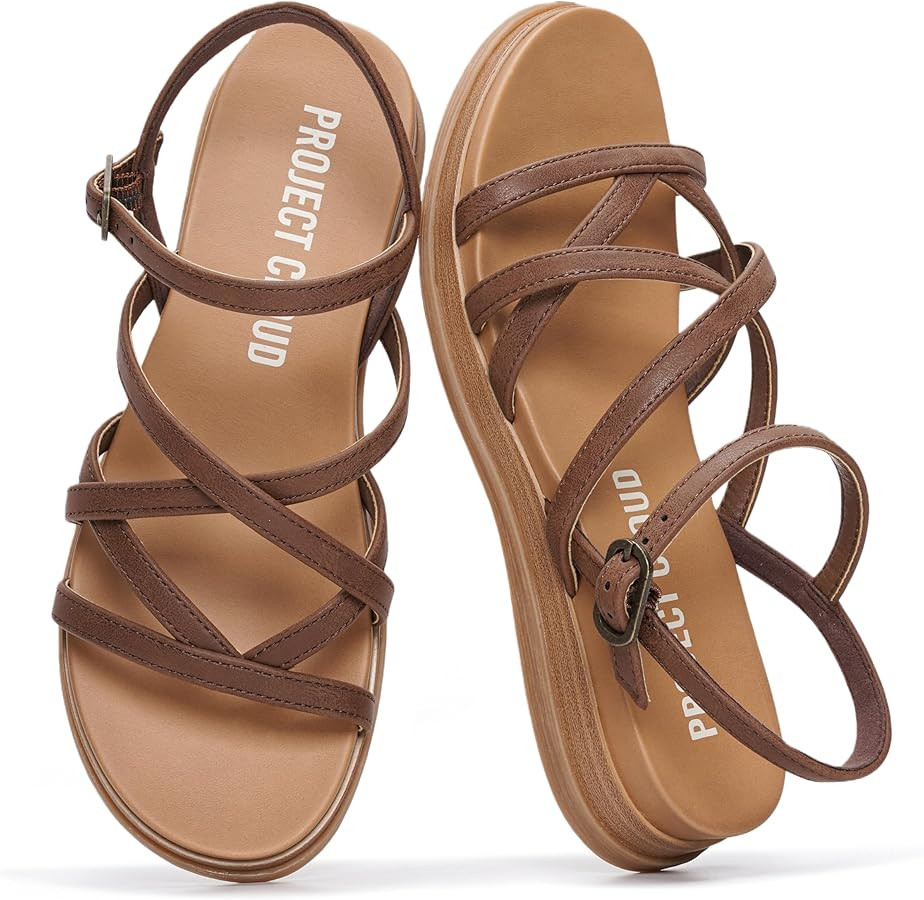 Project Cloud Wedge Sandals for Women 2026 - Comfortable Soft & Plush Insole Strappy Womens Sanda... | Amazon (US)