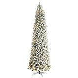 10ft. Slim Flocked Montreal Fir Artificial Christmas Tree with 800 Warm White LED Lights and 2420 Be | Amazon (US)