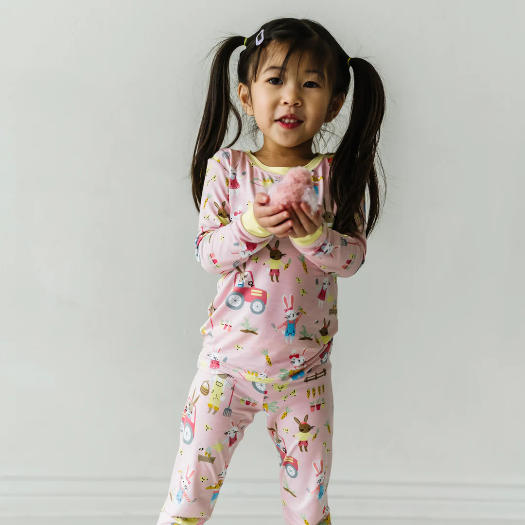 Petal Hop To It Two-Piece Bamboo Viscose Pajama Set | Little Sleepies