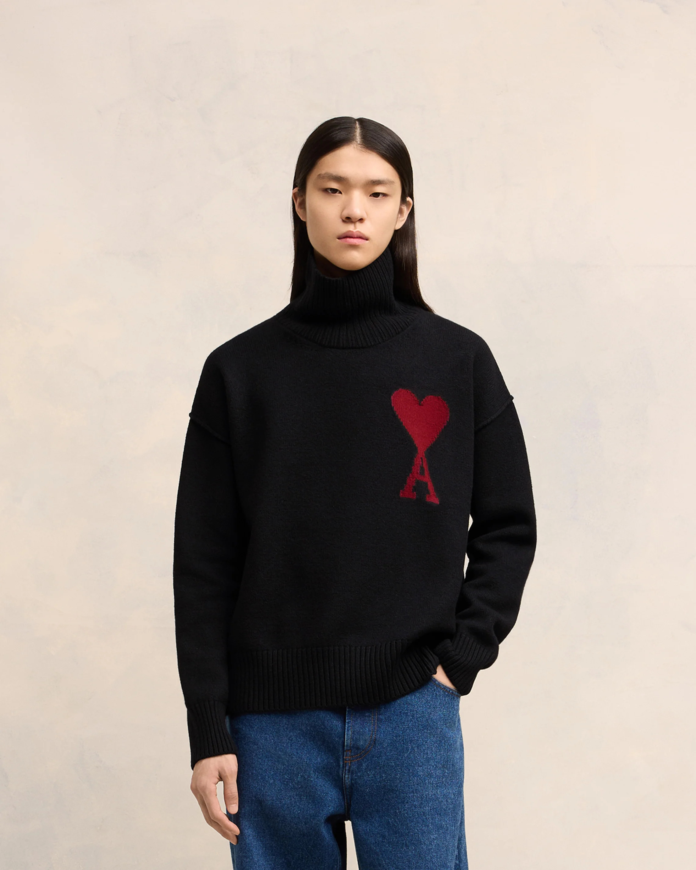 Pull Ami De Coeur Rouge Noir/Rouge | AMI PARIS | AMI Paris FR