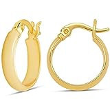 Amazon Essentials 14K Gold Plated Chunky Rounded Hoop 15mm, Yellow 14K Gold | Amazon (US)
