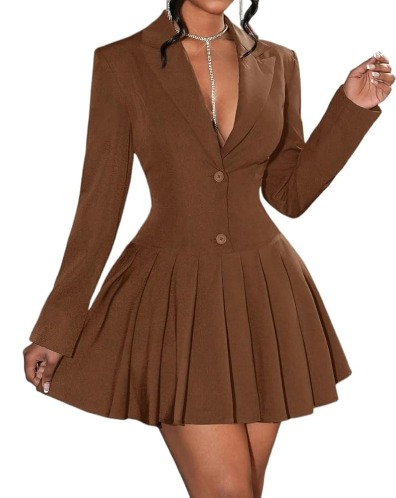 Women's Flowy Trendy Dress Elegant Solid Color High Waist Dress | Amazon (US)