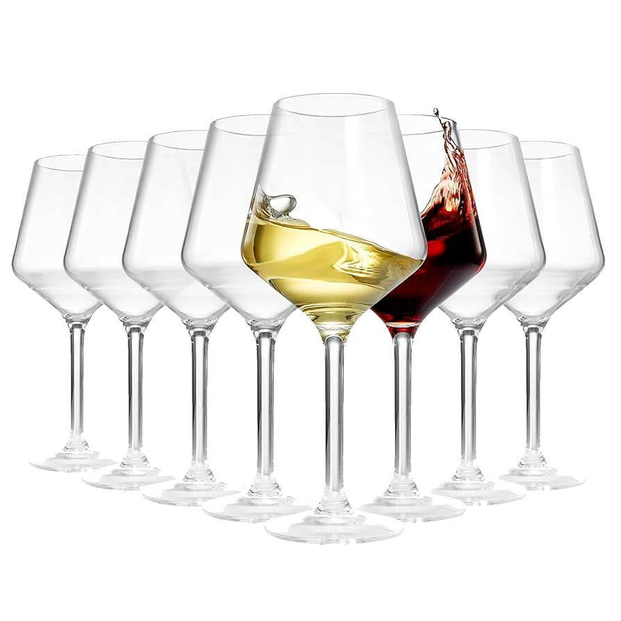 Unbreakable European Style Plastic Crystal, Stemmed Wine Glasses | Set of 8 | Acrylic Tritan Drin... | Amazon (US)