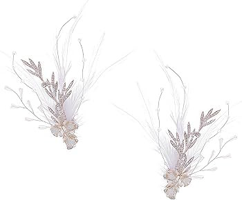 2PCS Feather Hair Clips for Women Girl Vintage White Feather Hair Piece Swan Accessories Bridal W... | Amazon (US)