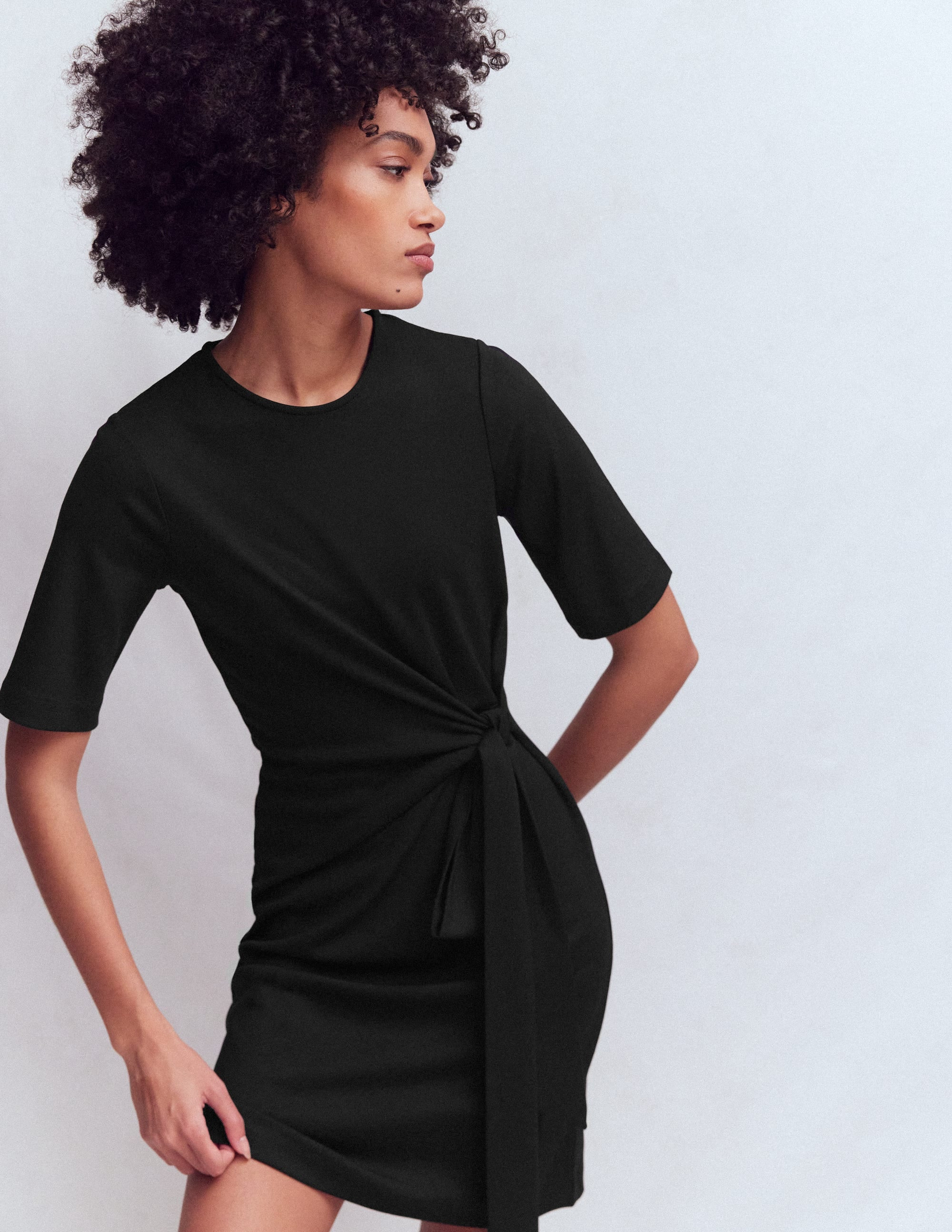 Zinnia Tie Jersey Short Dress-Rich Chestnut | Boden UK