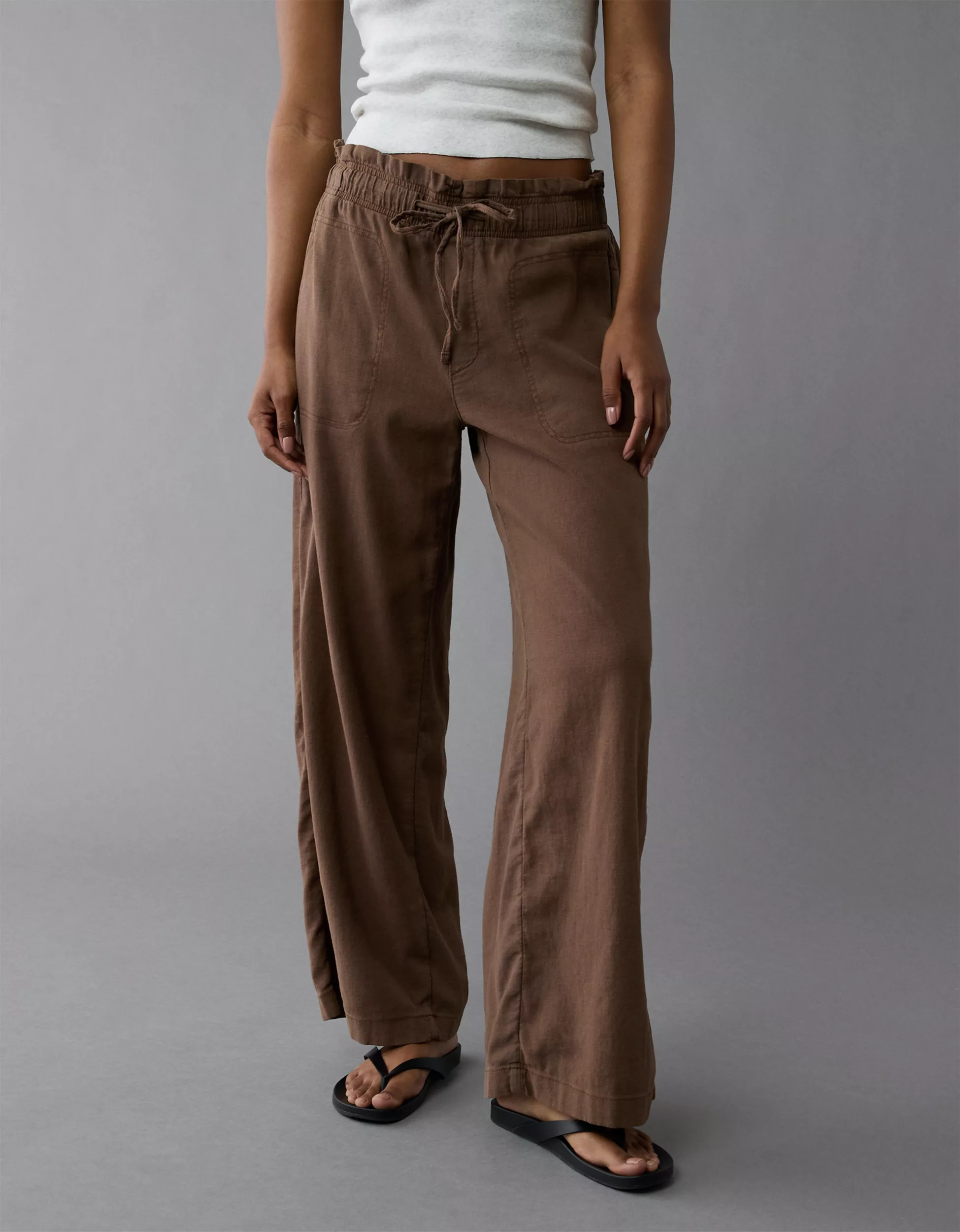 AE Dreamy Drape Linen-Blend Pull-On Pant | American Eagle Outfitters (US & CA)