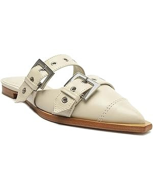 Wide Buckle Ballet Flats for Women Pointy Toe Mary Jane Flat Square Toe Flats Pumps Ballerina Sho... | Amazon (US)