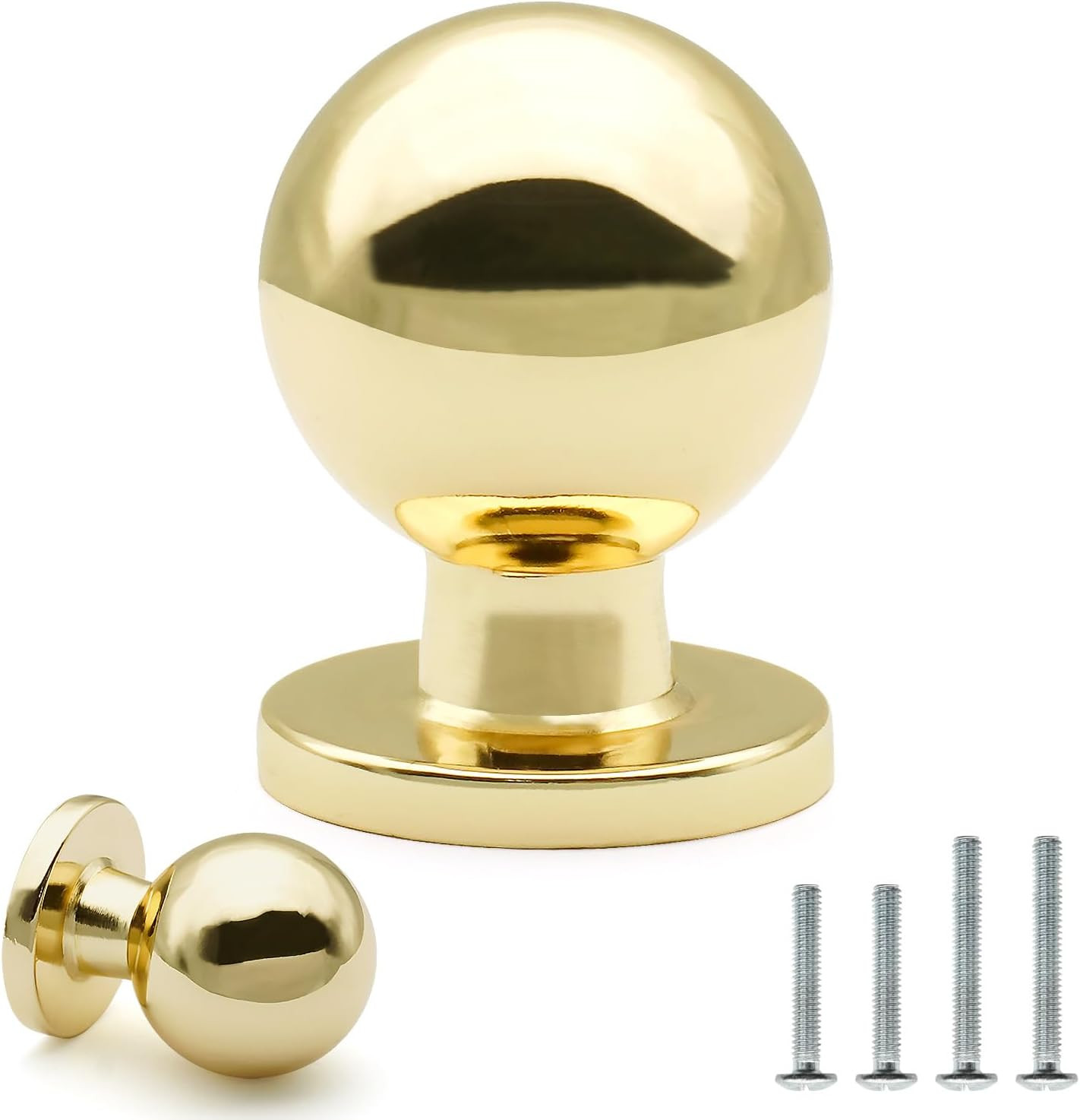 10 Pack Polished Brass Cabinet Knobs 1 Inch/25mm Diameter Shiny Polished Gold Ball Drawer Knobs S... | Amazon (US)