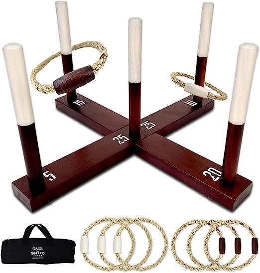 SWOOC Games - Rustic Ring Toss Outdoor Game (All Weather) - 15+ Games Included - Vintage Wood & R... | Amazon (US)