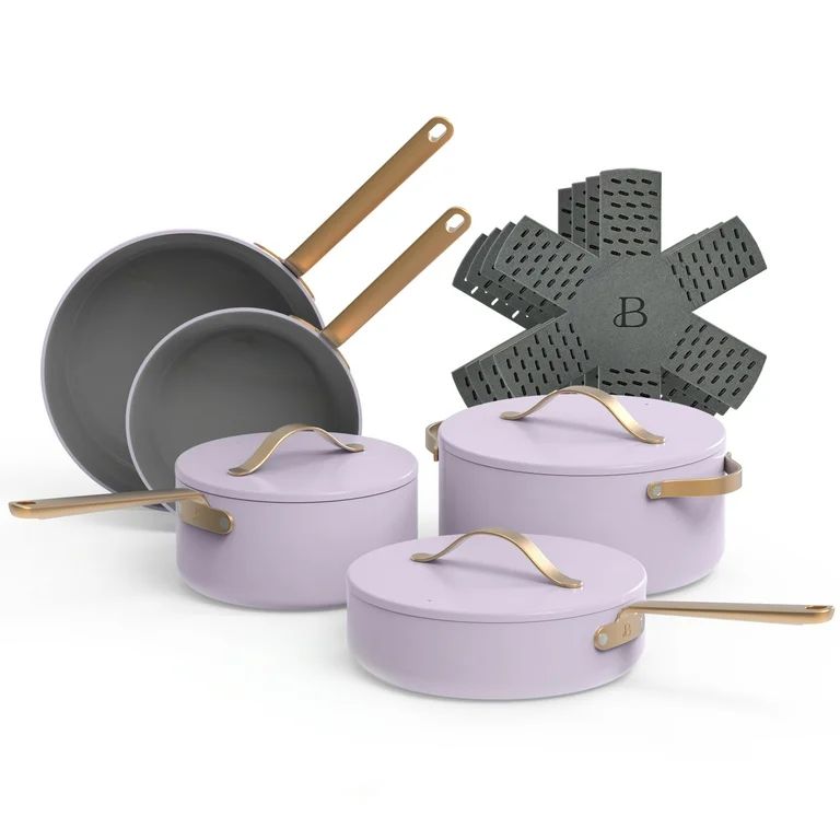 Beautiful 12pc Ceramic Non-Stick Cookware Set, Lavender by Drew Barrymore | Walmart (US)