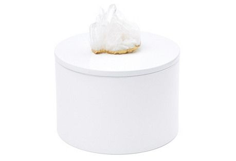 Round White Lacquer Box w/ Crystal | One Kings Lane