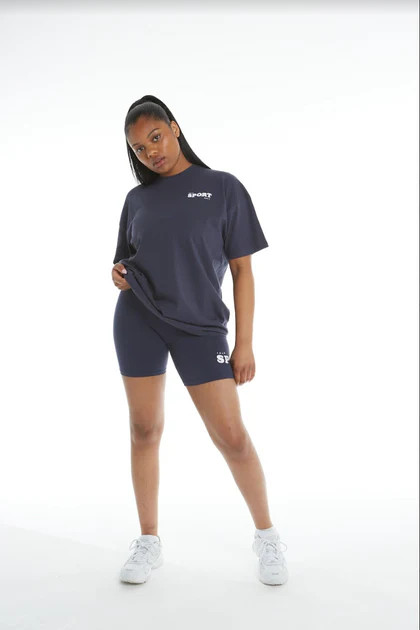 SPORTS CLUB OVERSIZED T-SHIRT - NAVY | TALA (UK)