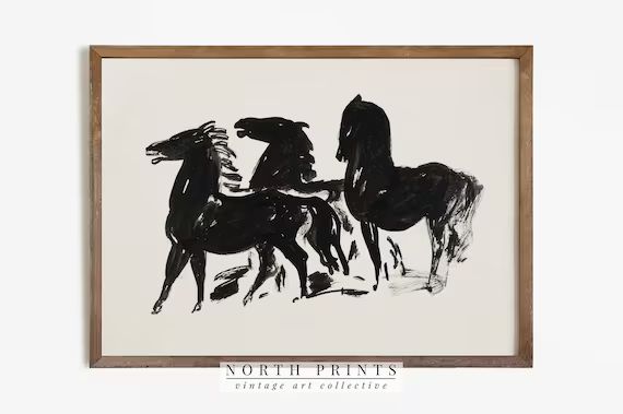 Vintage Horse Art Print  Antique Horse Etching  Eclectic | Etsy | Etsy (US)