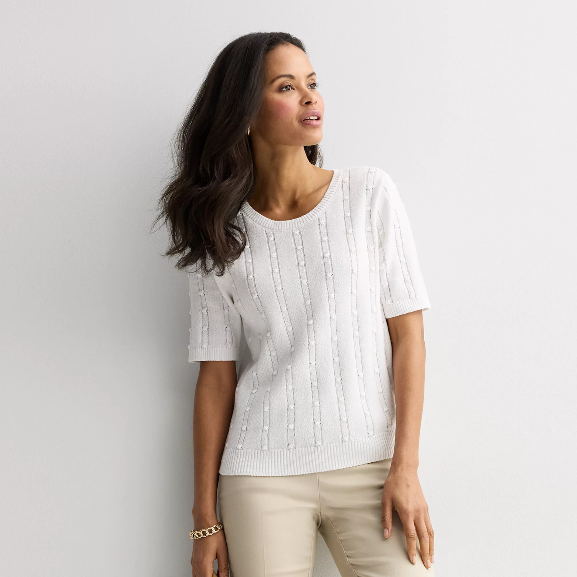 Women's Croft & Barrow® Bobble Stitch Pullover Sweater | Kohl's