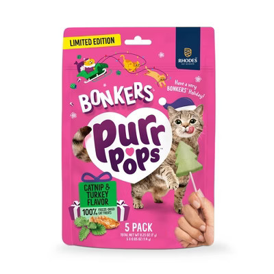 Bonkers Purrpops Holiday Chicken Flavor Freeze-Dried Licks Cat Treats - 5pk | Target