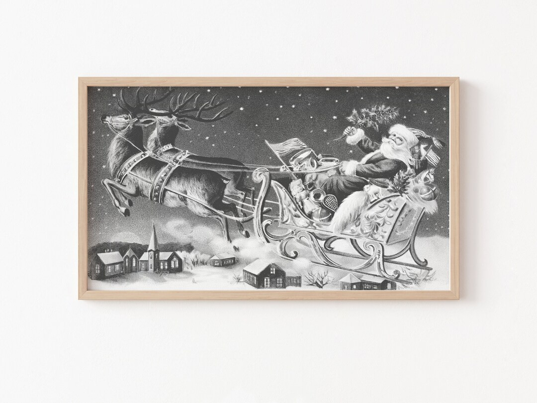 Christmas Frame TV Art File Frame TV Art Vintage Santa - Etsy | Etsy (US)