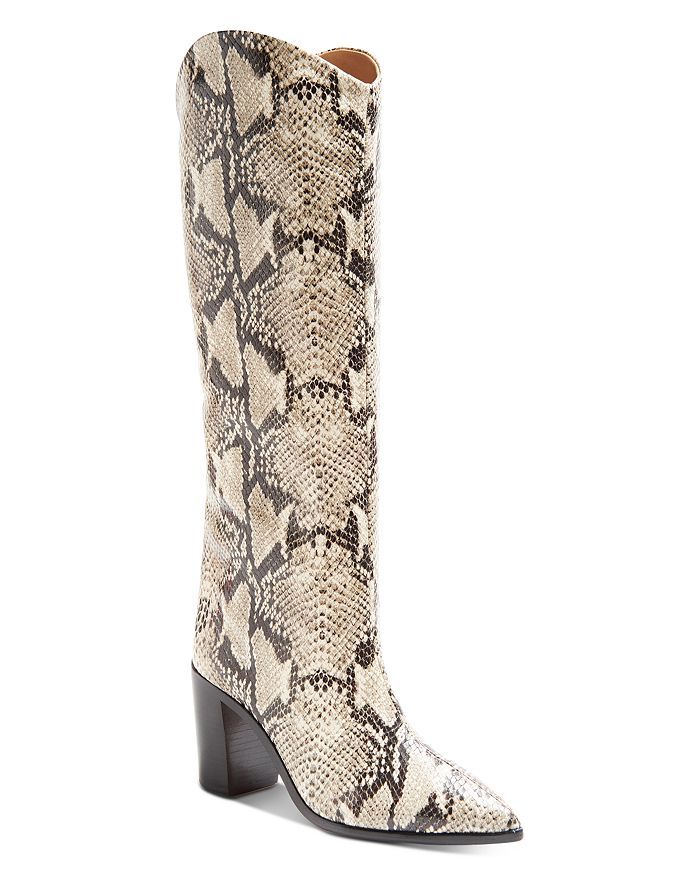 Women's Analeah Croc-Embossed Pointed-Toe Tall Boots | Bloomingdale's (US)