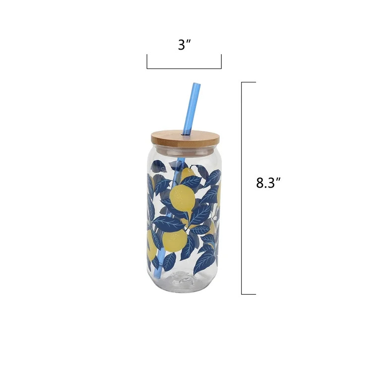 Mainstays by Becky G. & Alejandra 20-Ounce Acrylic Can Shape Tumbler, Lemon & Blue | Walmart (US)