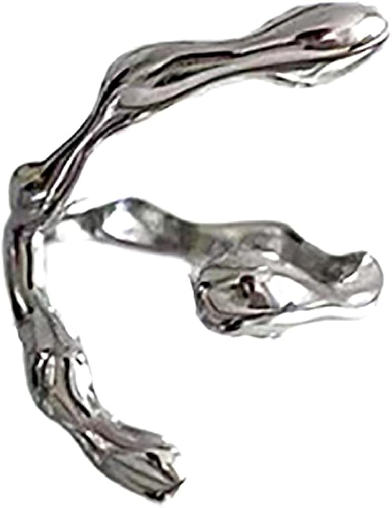 Silver Liquid Metal Pearl Rings, Irregular Baroque Water Texture Statement Rings, Fashionable Adj... | Amazon (US)