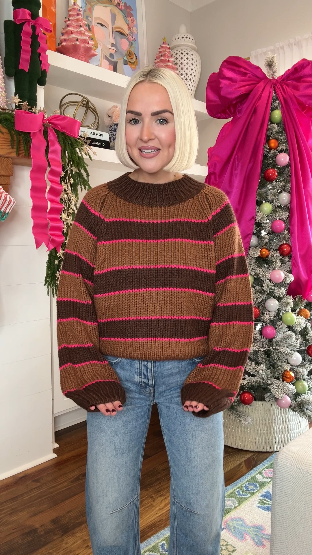 Amazon sweaters / Amazon sweater dress / Amazon velvet dress / Amazon cardigan / Amazon fashion 
Brown sweater: small (sized up from XS)
Burgundy sweater dress: small 
Stripe cardigan: small 
Teal sweater dress: XS (size up if taller) 

#LTKHoliday #LTKCyberWeek #LTKPetite