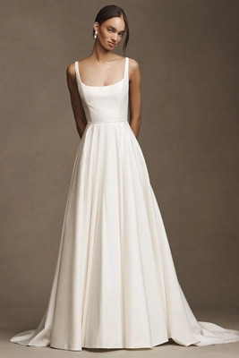 Jenny by Jenny Yoo Lawrence Square-Neck Open-Back Taffeta Wedding Gown | Anthropologie (US)
