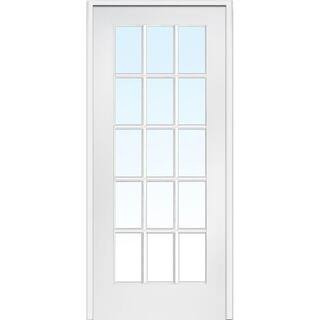 MMI DOOR 32 in. x 80 in. Right Handed Primed Composite Clear Glass 15 Lite True Divided Single Pr... | The Home Depot