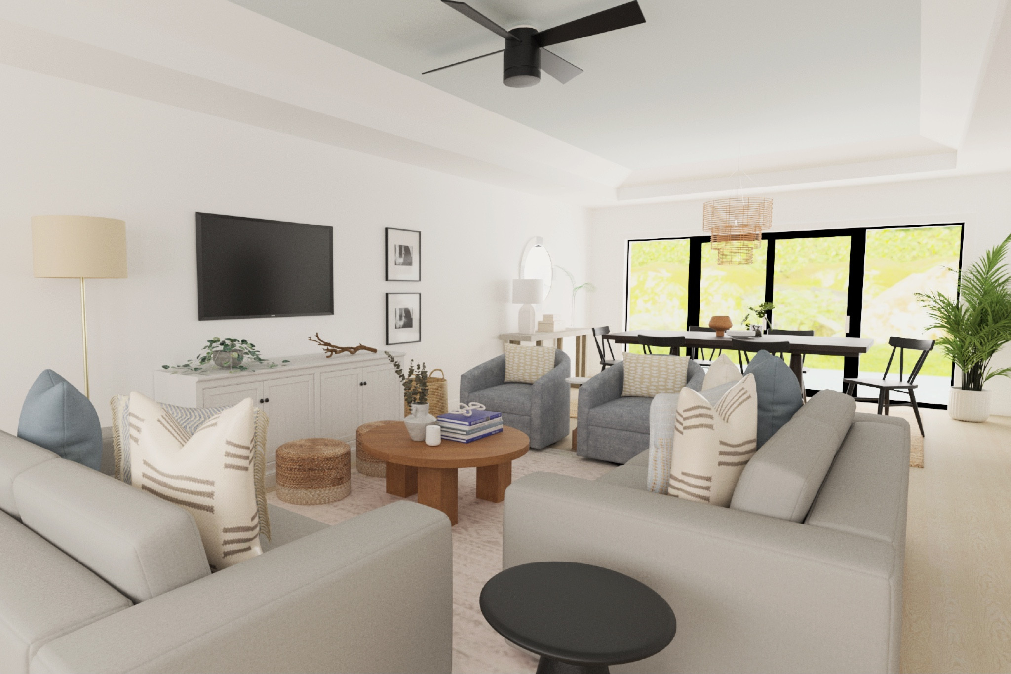 Coastal Modern Living and Dining Room#LTKSale 

#LTKhome #LTKsalealert