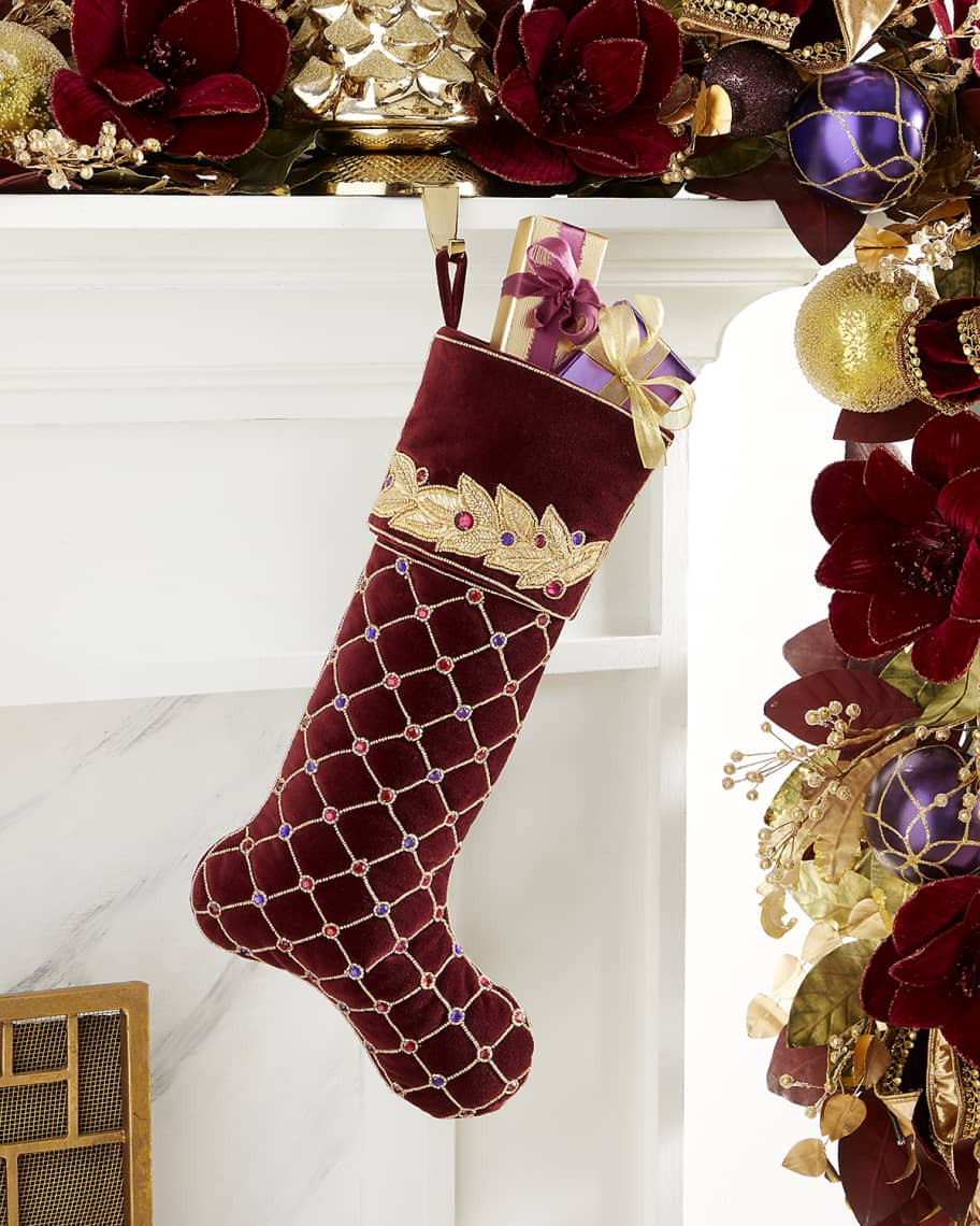 Kim Seybert Christmas Celestial Grid Stocking | Neiman Marcus