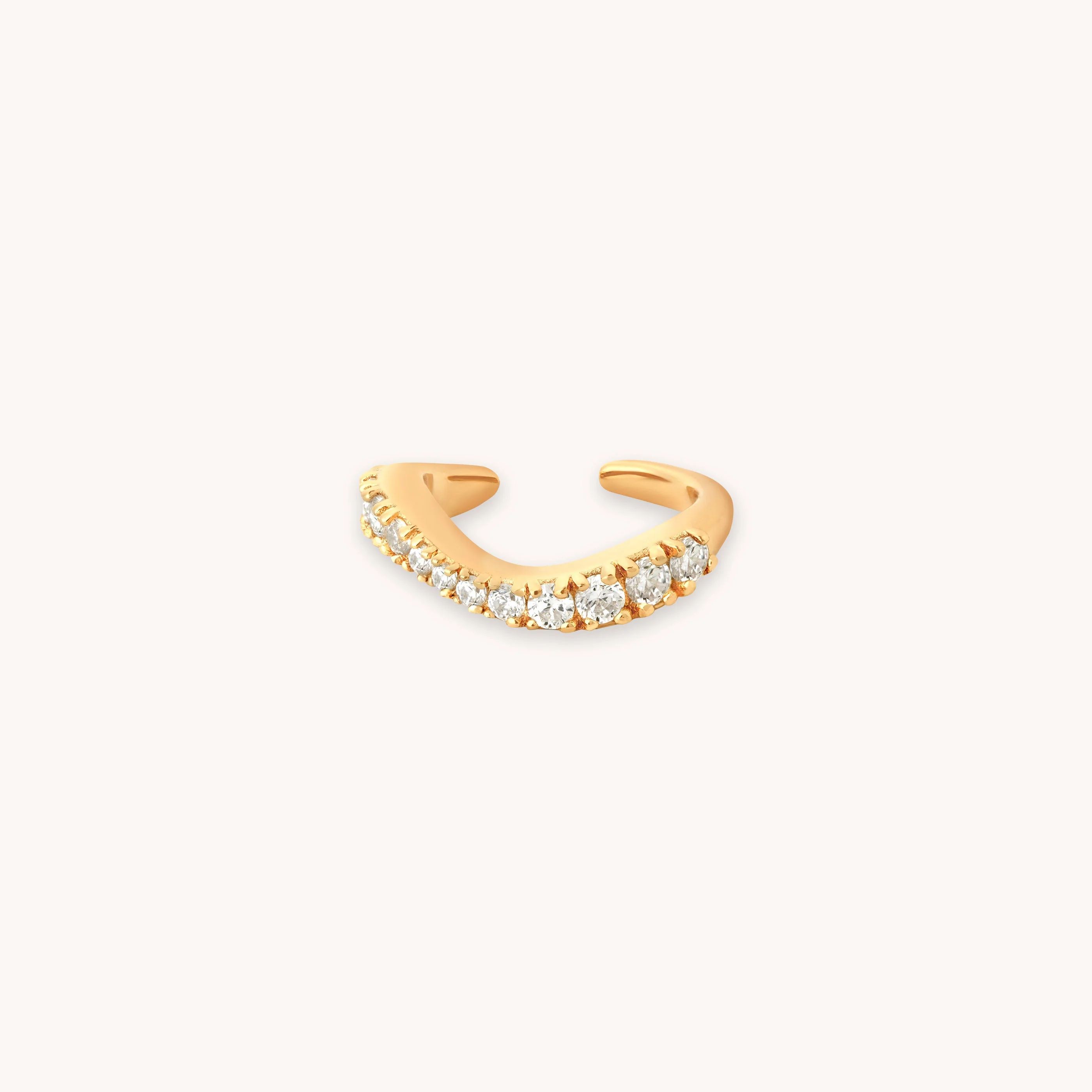 Wave Crystal Gold Ear Cuff | Astrid & Miyu Earrings | Astrid and Miyu