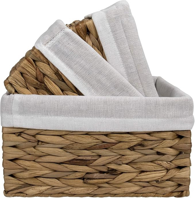 LA JOLIE MUSE Storage Baskets, Natural Water Hyacinth Baskets for Living Room Organizing Decorati... | Amazon (US)