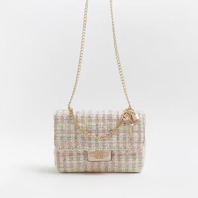 Pink boucle quilted shoulder bag | River Island (UK & IE)