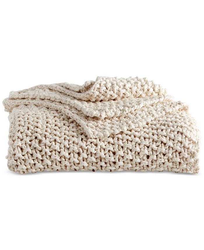 PURE Cotton Chunky Knit Throw | Macys (US)