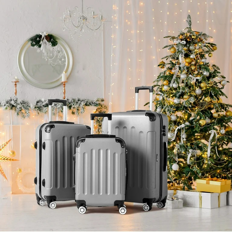Zimtown Hardside Lightweight Spinner Gray 3 Piece Luggage Set with TSA Lock | Walmart (US)