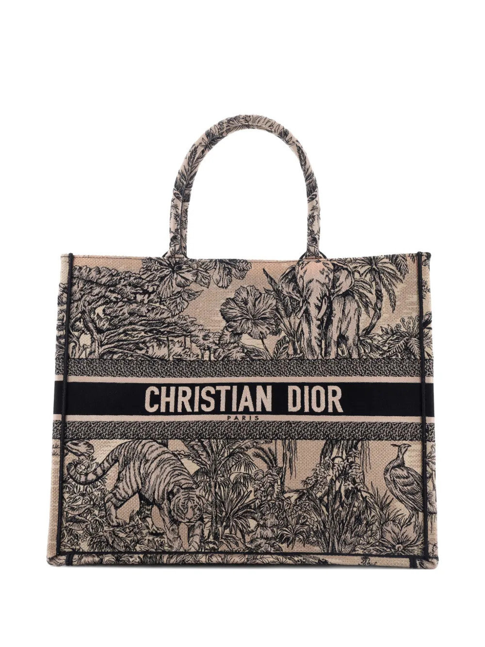 Christian Dior Pre-Owned Book Embroidered Canvas Large tote bag - Brown | Farfetch Global
