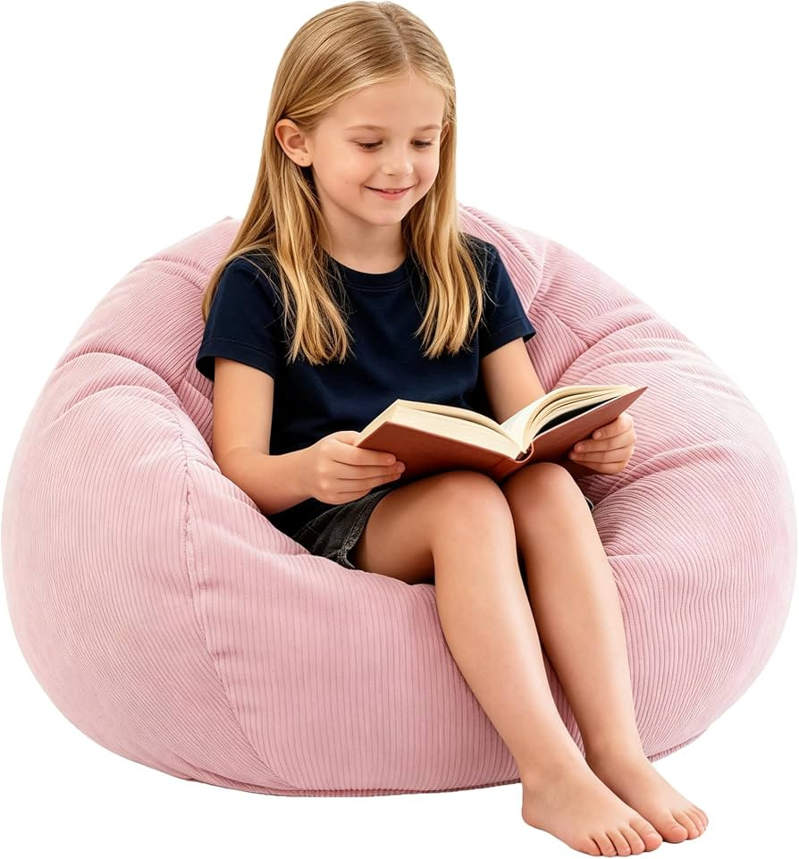 LPMOERA Bean Bag Chair Memory Foam Bean Bag Chairs for Kids/Teens with Filling Round Kids Bean Ba... | Amazon (US)