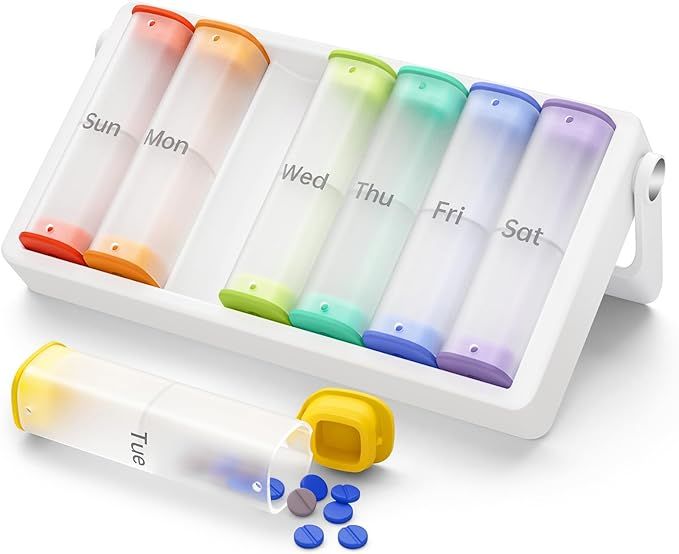 Upgraded Weekly Pill Organizer Travel, Large Pill Box 7 Day, 2 Times a Day Daily Pill Case with R... | Amazon (US)