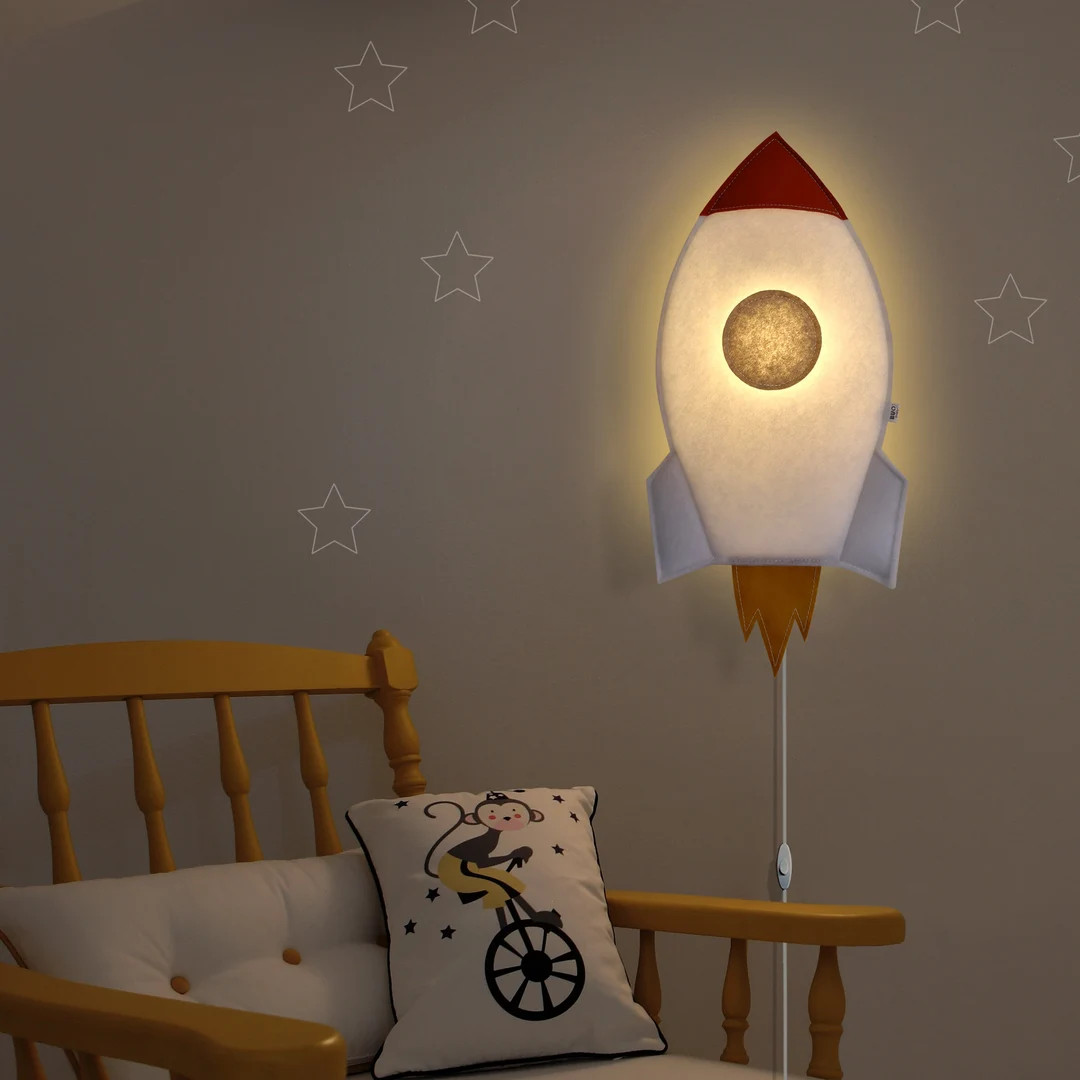 Children wall lamp. "SPACE ROCKET" | Etsy (US)