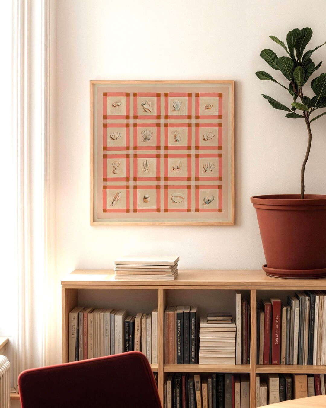 Pink Sea Shell Art Print, Grandmacore Home Decor, Coastal Granddaughter, Coastal Decor, Framed Qu... | Etsy (US)