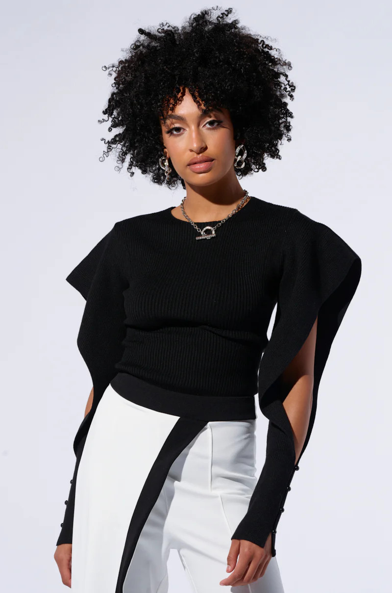 JULIA LONG SLEEVE SWEATER IN BLACK | AKIRA