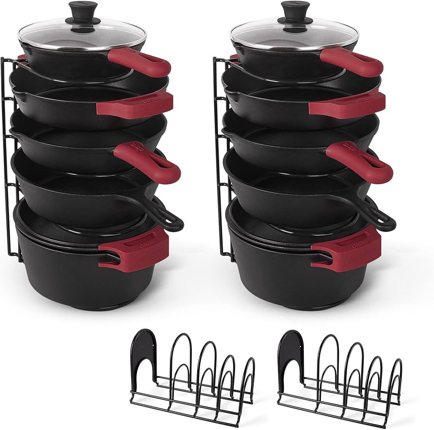 Cuisinel Pots and Pans Organizer - 15" Heavy Duty Skillet Rack - 2 Pack - Kitchen Counter/Cabinet... | Amazon (US)