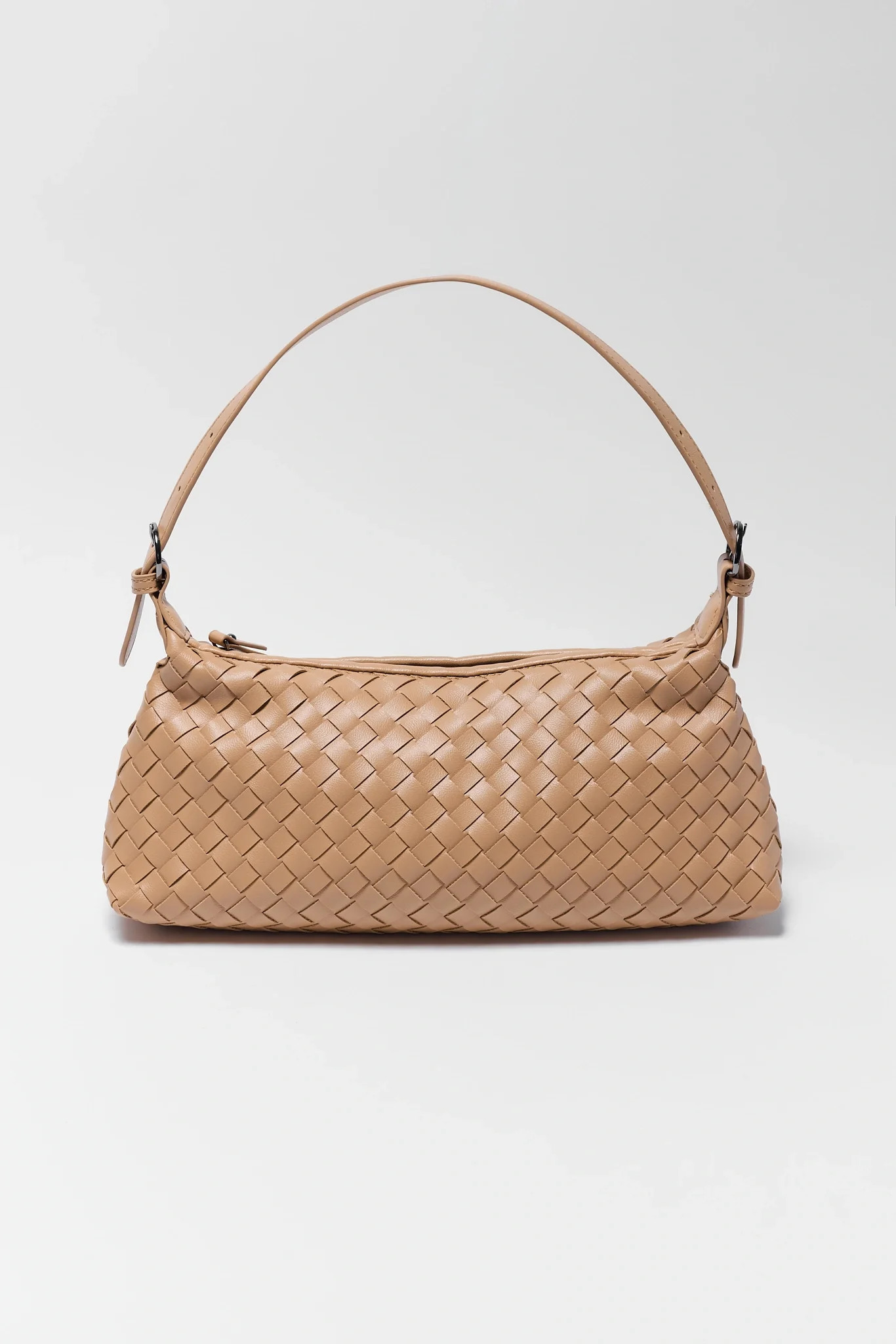 Tan Woven Baguette Shoulder Bag | Avara