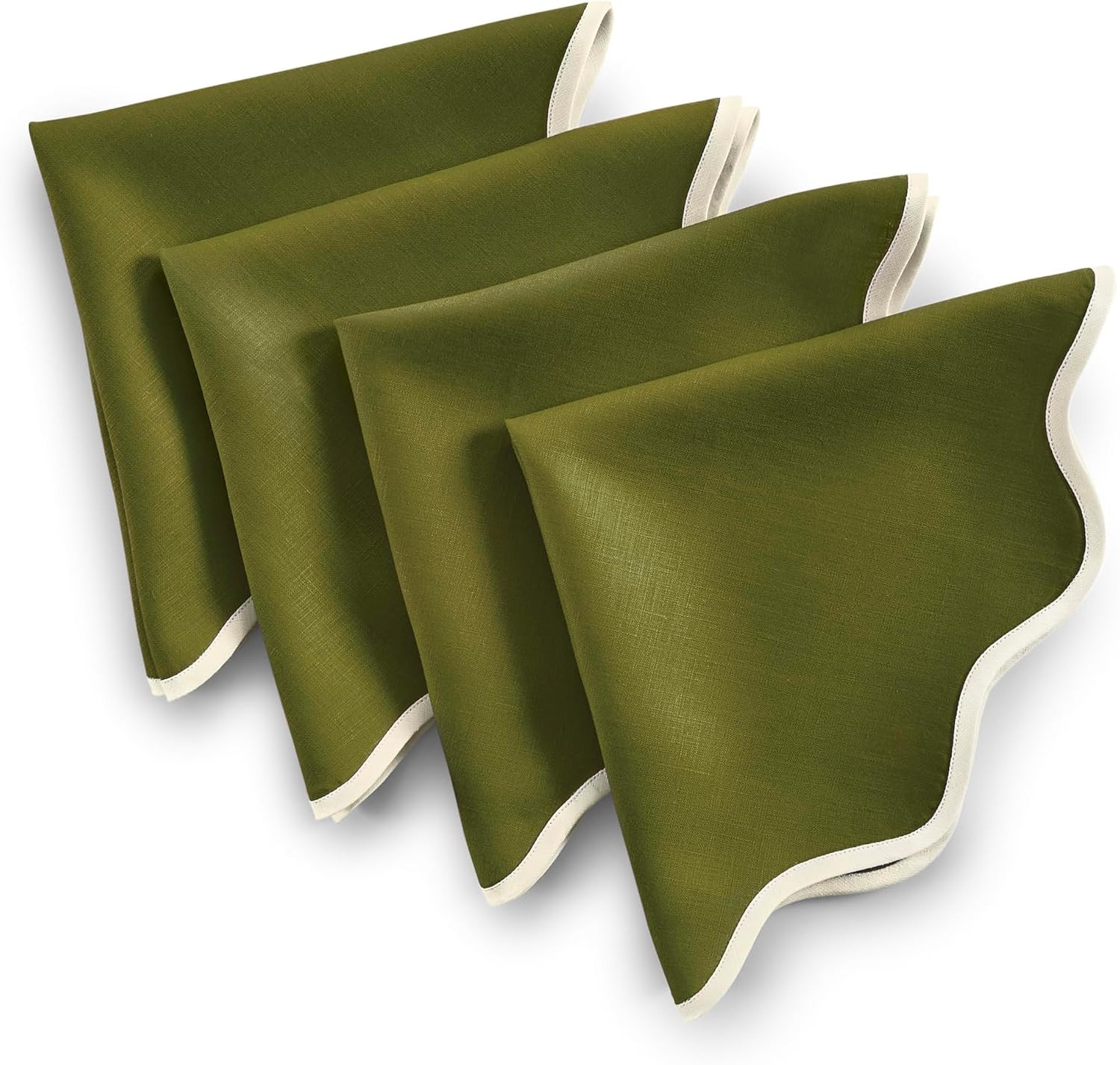 Solino Home 100% Linen Napkins, 20 in Round, Ivory and Avocado, Set of 4 | Amazon (US)